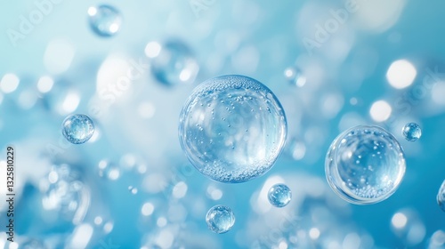 Wallpaper Mural Close-up of translucent bubbles in blue. Perfect for clean, fresh, or purity concepts. Torontodigital.ca