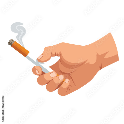 Hand crushing cigarette against white background, anti-smoking message
