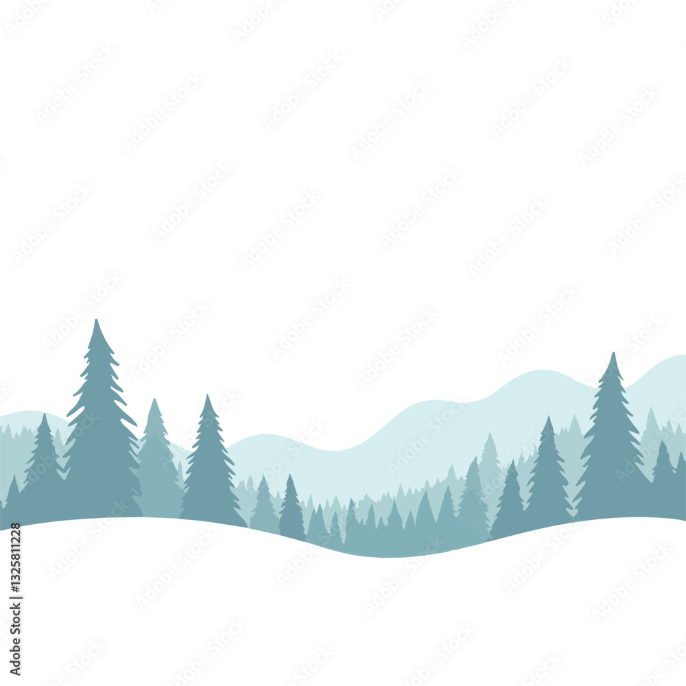 Fototapeta premium Stylized evergreen forest in serene landscape, natural beauty