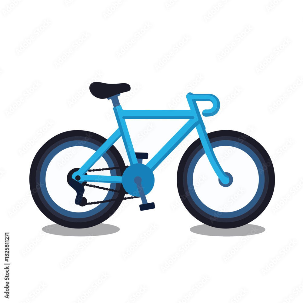 Fototapeta premium Sleek blue bicycle profile on white background, modern design