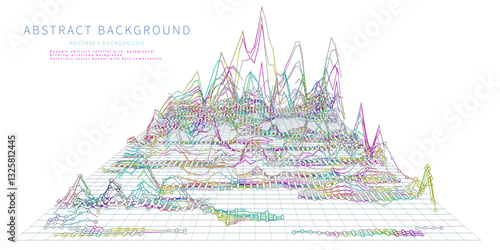 Abstract  background futuristic color graph from  dots whith lines. Technology concept analytical  data.  Banner for business, science and technology data analytics. Big Data.