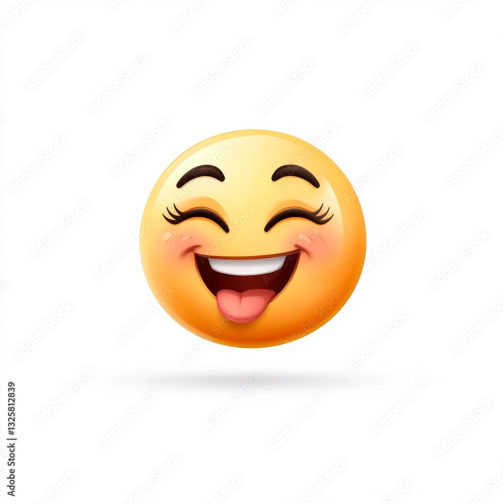 Fototapeta premium Smiling emoticon with tongue out
