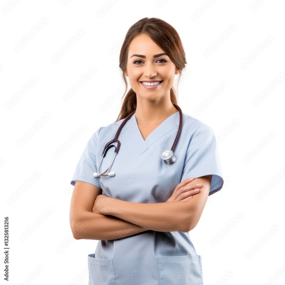 Female nurse portrait adult white background. Female nurse portrait adult white background.