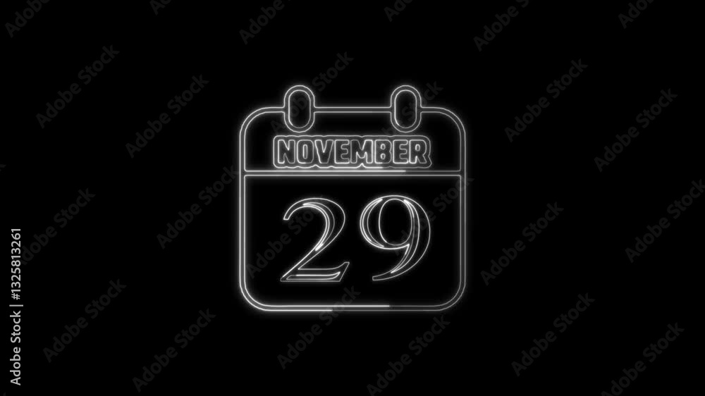 29 November text. Glowing neon Calendar icon on background.. Elements of time illustration icon. Signs, symbols can be used for web, logo, mobile app, UI, UX 29 November text. Glowing neon Calendar icon on background.. Elements of time illustration icon. Signs, symbols can be used for web, logo, mobile app, UI, UX
