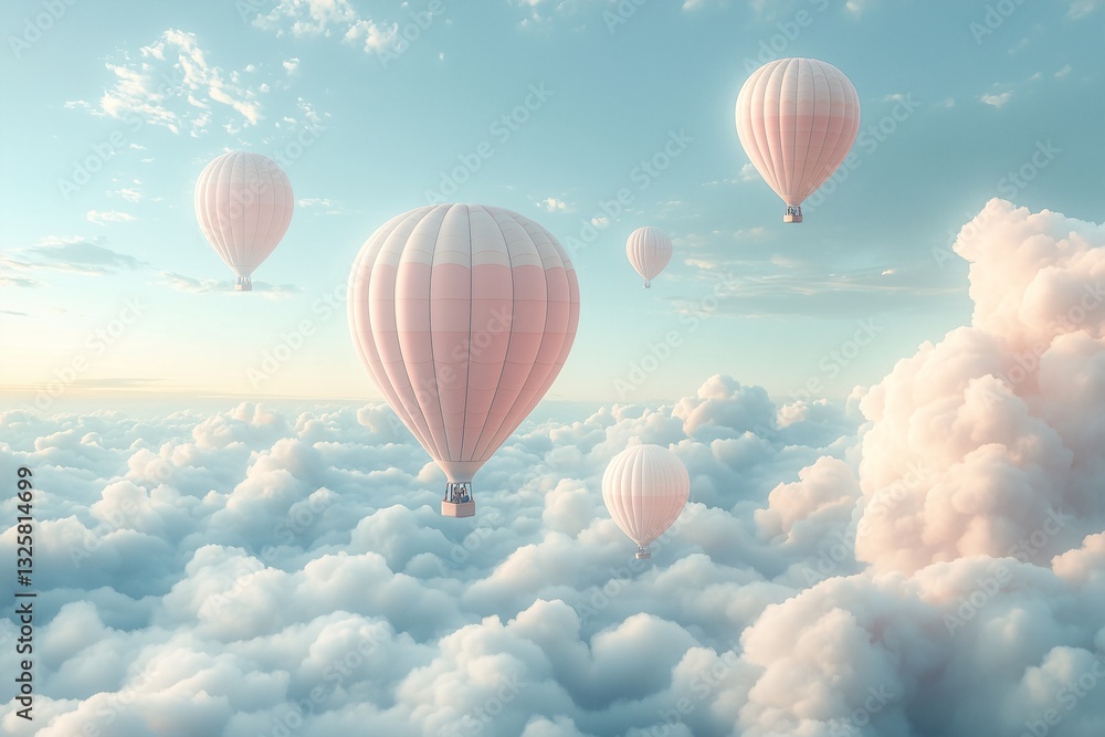Fototapeta premium Hot Air Balloons Above the Clouds