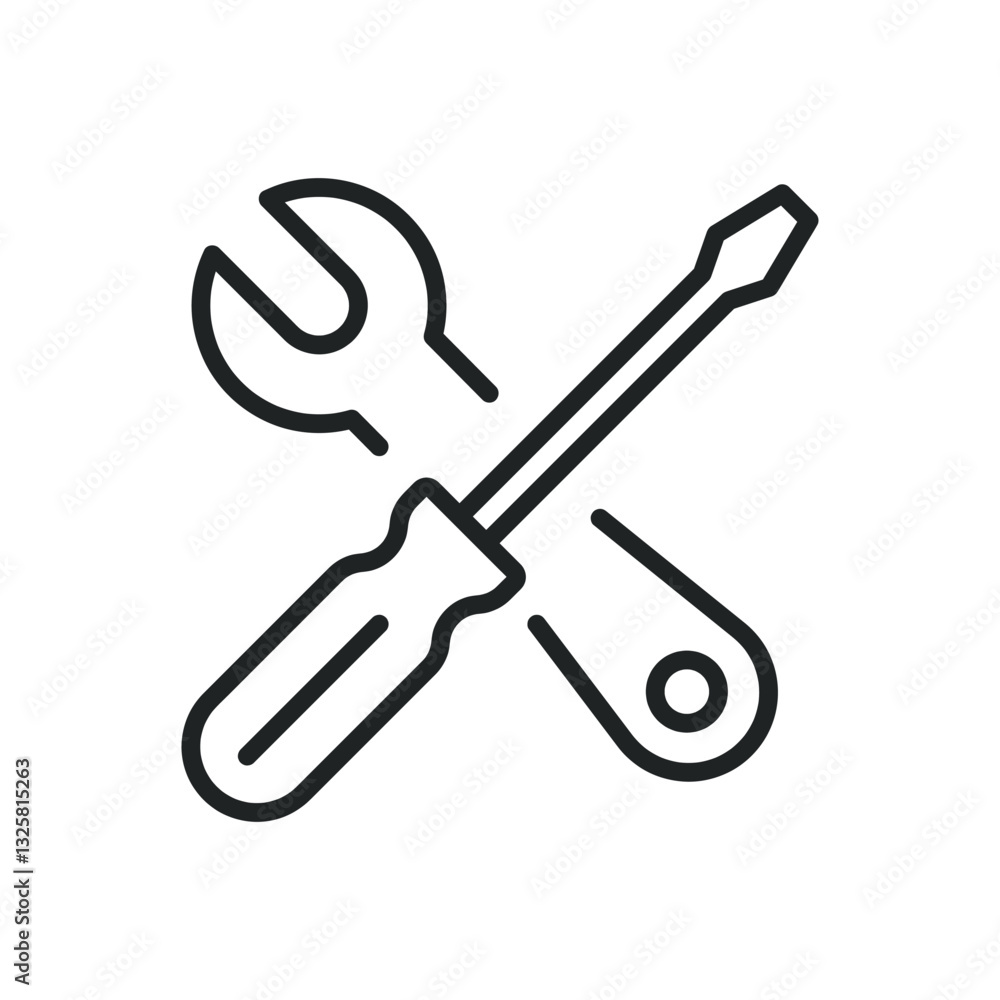 Tools thin line icons. Editable stroke and Perfect pixel on transparent background Tools thin line icons. Editable stroke and Perfect pixel on transparent background