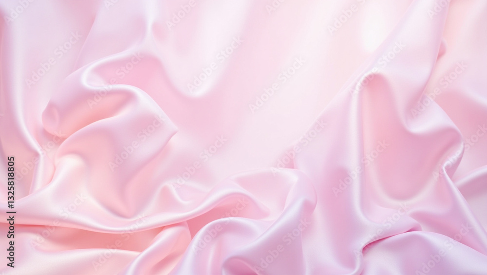 Obraz premium Soft pink satin fabric with elegant folds and smooth texture, perfect for backgrounds or fashion designs. gentle sheen adds touch of luxury and sophistication