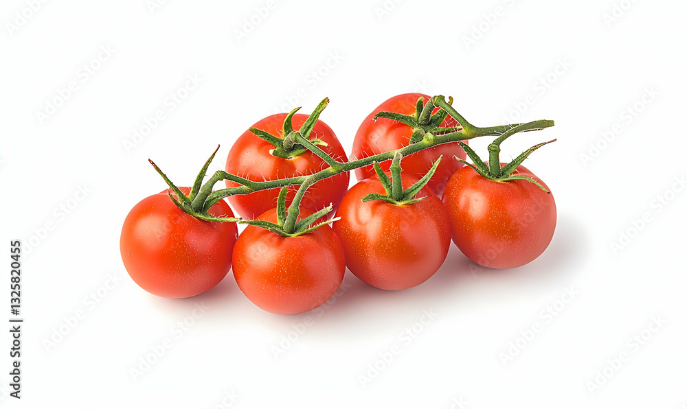 Fresh Red Tomatoes on Vine with Bright Green Leaves for Cooking Fresh Red Tomatoes on Vine with Bright Green Leaves for Cooking