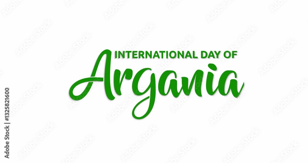 International Day of Argania text animation on white screen with alpha channel. Handwritten calligraphy animated smoothly. Great for nature awareness, argan oil promotions, and cultural heritage International Day of Argania text animation on white screen with alpha channel. Handwritten calligraphy animated smoothly. Great for nature awareness, argan oil promotions, and cultural heritage