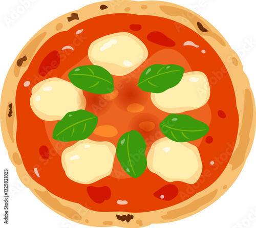 ピッツァマルゲリータのデフォルメイラスト