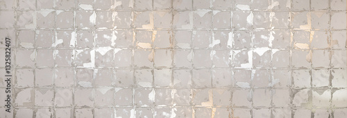 Old damaged ceramic tiles showing deterioration and wear creating an abstract pattern © Kornienko Alexandr