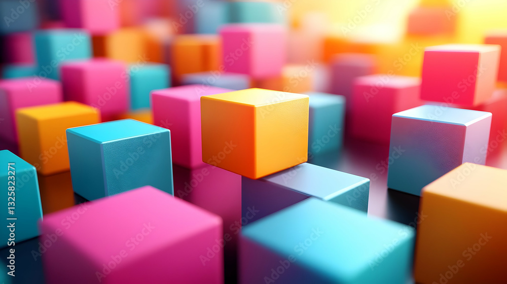 Colorful 3D Cube Abstract Background Colorful 3D Cube Abstract Background