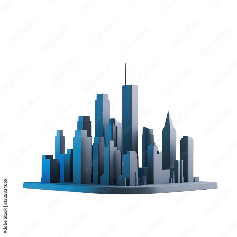 Obraz premium Urban 3D Skyline: Architectural Design for Modern Cities and Metropolitan Areas