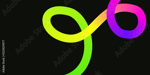 Intertwined lines, vivid colors on black, abstract  gradient. Vector for backgrounds, website graphics, creative designs.