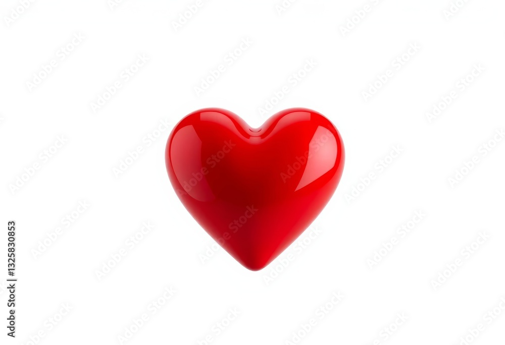 A vibrant, glossy red heart isolated against a pure white background, sign, white background A vibrant, glossy red heart isolated against a pure white background, sign, white background