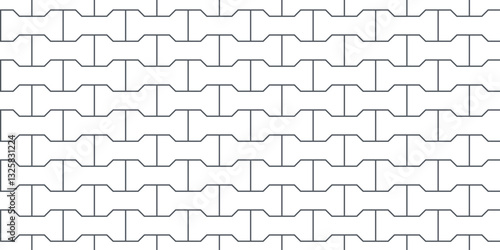 Pavement brick seamless pattern. Sidewalk floor texture. Street paver block road. Geometric brick tiles seamless pattern. Vector illustration isolated on white background.