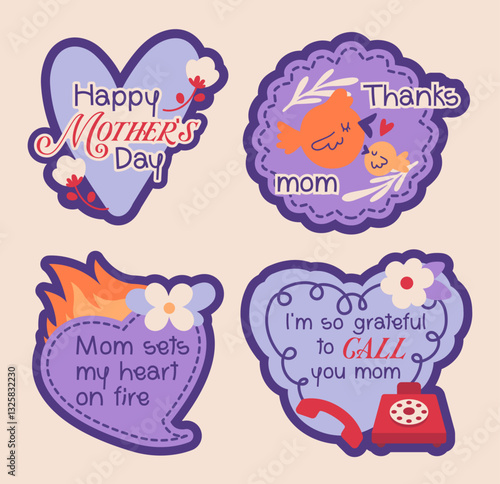 Flat labels collection for mother's day celebration