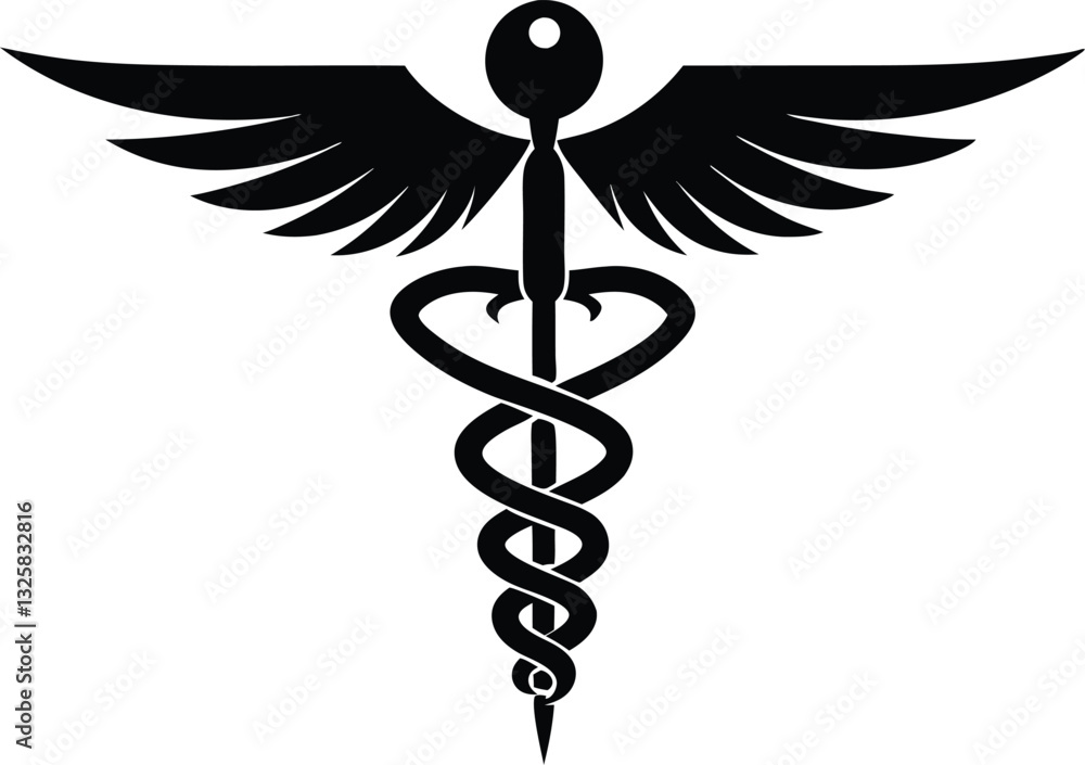 Medical caduceus silhouette vector,Medical caduceus icon Medical caduceus silhouette vector,Medical caduceus icon