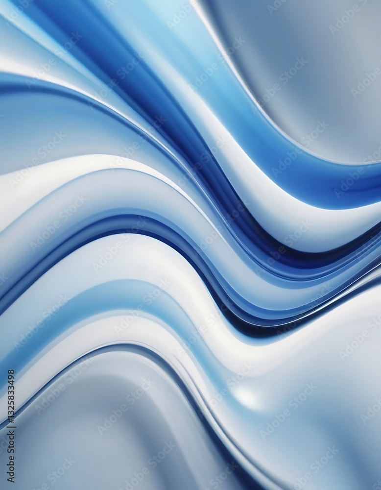 Obraz premium Abstract Fluid Blue White color shapes. Pastel Colored Background,backgrounds, curve, flowing, futuristic, glowing, horizontal, liquid, no people, photography, spectrum, splashing, 946