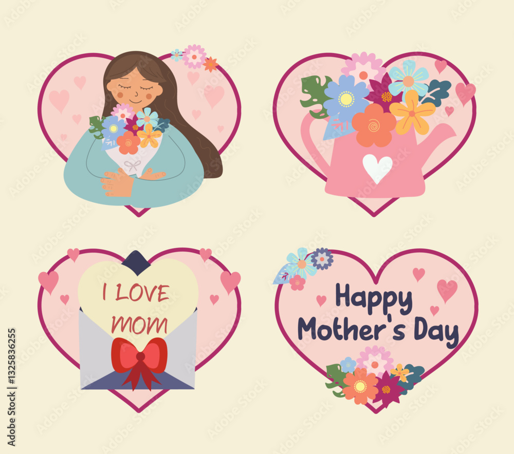 Labels collection for mothers day celebration Labels collection for mothers day celebration