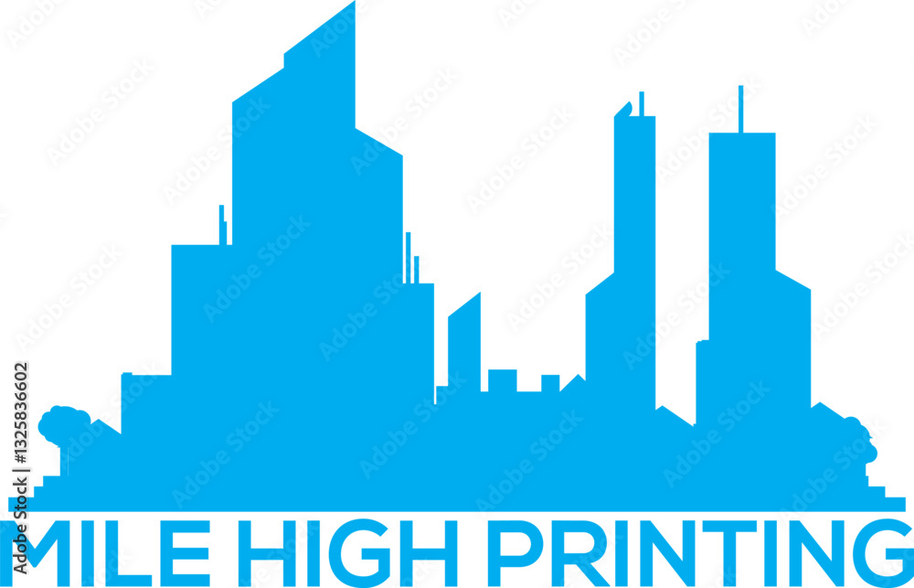 Fototapeta premium New York City Mile High Printing Logo with City Skyline