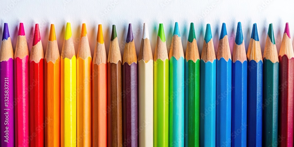 Fototapeta premium High-Contrast Pencil Flat Lay Photography: Bold Minimalist Stationery Image with Copy Space