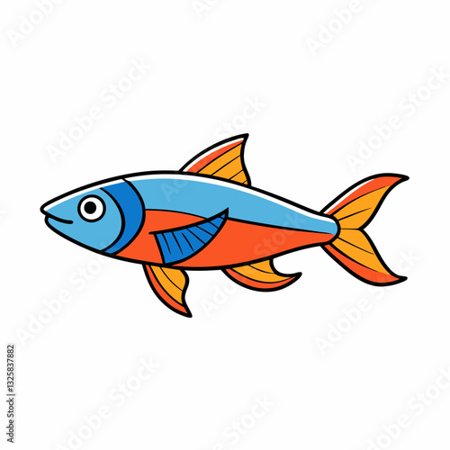 neon tetra fish on a white background