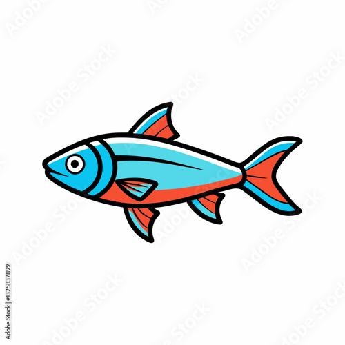 neon tetra fish on a white background