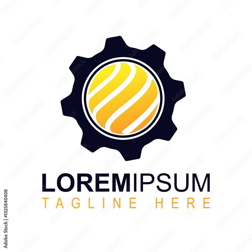 Fototapeta premium Modern Circular Gear Logo with Yellow Oil Design Vector