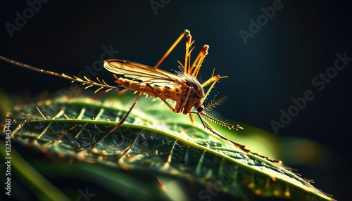Wallpaper Mural Detailed side view of a mosquito resting on leaf in high fidelity with copy space Torontodigital.ca