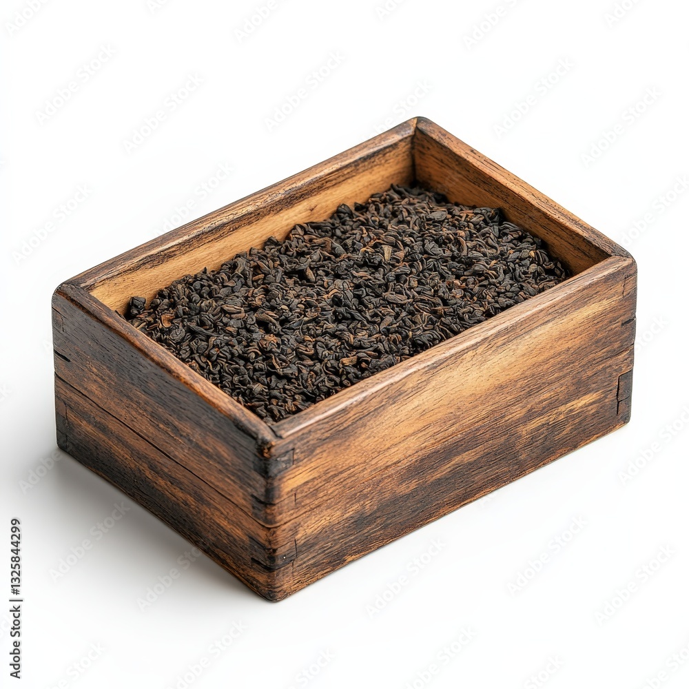 Exquisite dark brown wooden box, rich texture; rectangular form highlights craftsmanship, inviting closer inspection with its meticulously detailed surface