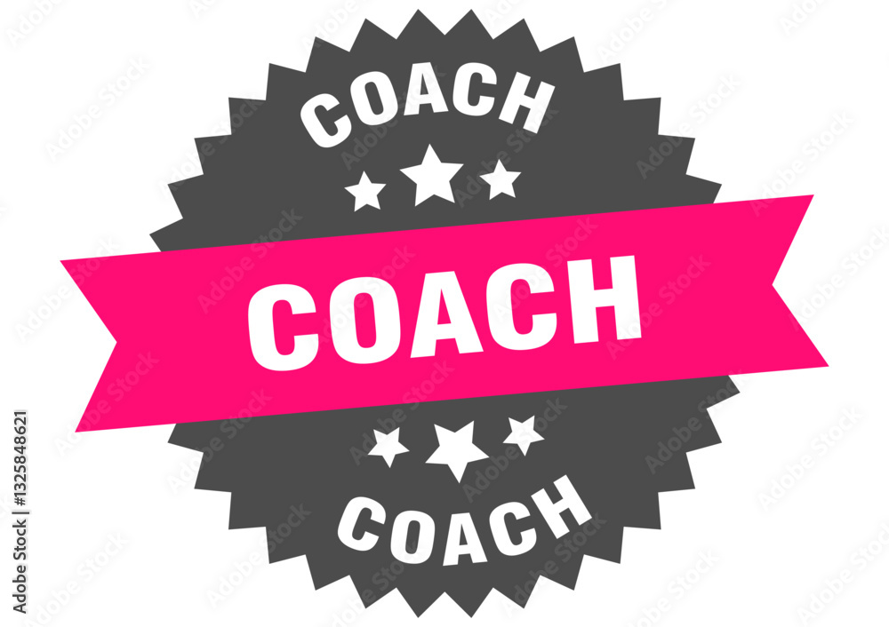 coach. coach round pink label isolated on transparent background coach. coach round pink label isolated on transparent background