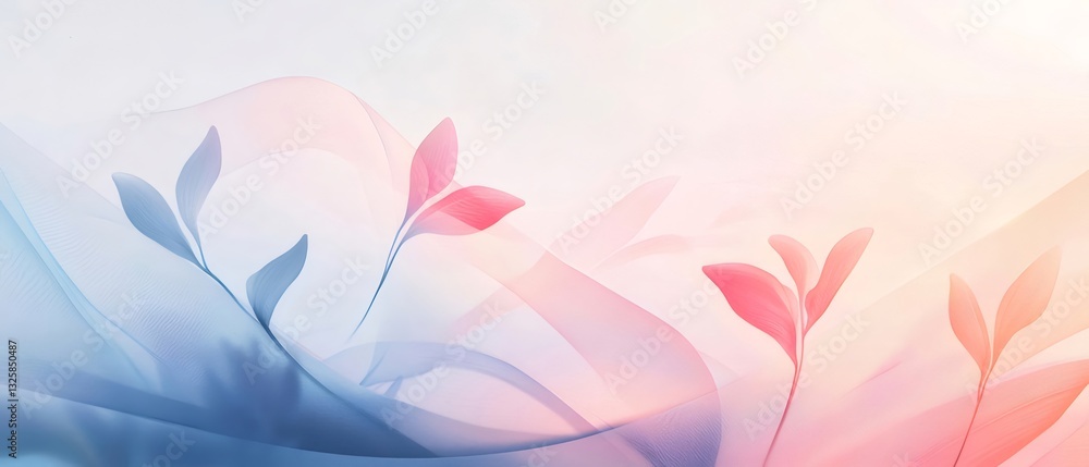 Pastel Pink Blue Abstract Floral Background with Flowing Fabric Texture Pastel Pink Blue Abstract Floral Background with Flowing Fabric Texture