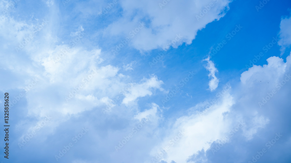 Fototapeta premium Clear Blue Sky with Soft White Clouds – Natural Background