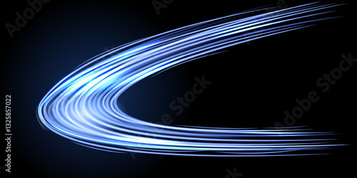 Night сar lights on autobahn, light trails