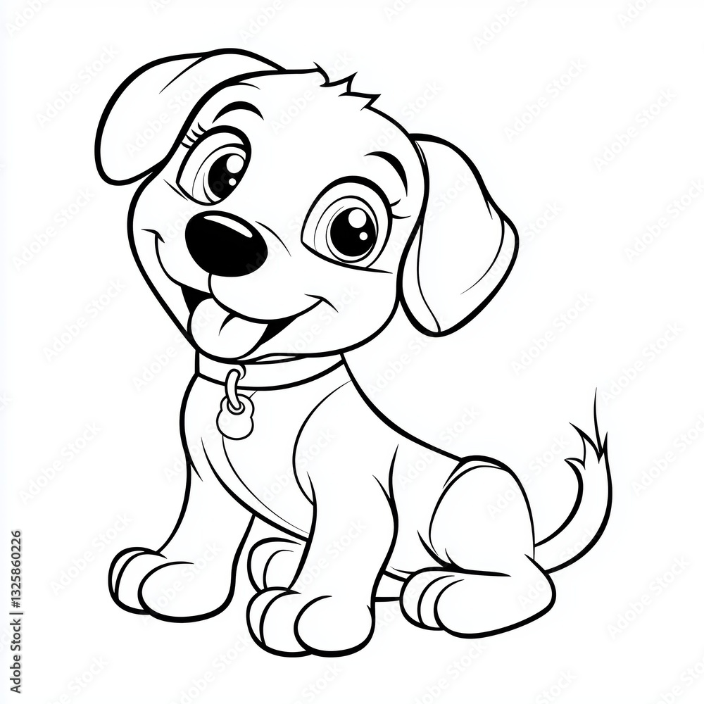 Fototapeta premium Drawing simple lines cute dog coloring book pages. cartoons for preschool children