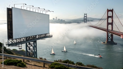 Blank Billboard Near Golden Gate Bridge