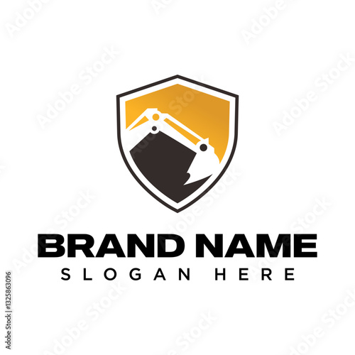 Excavator and backhoe logo template