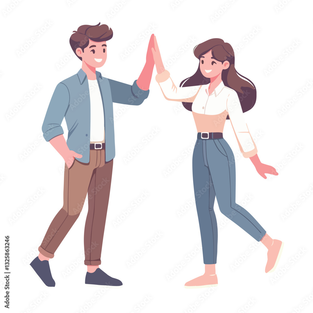 vector young man standing and jumping say hello vector young man standing and jumping say hello