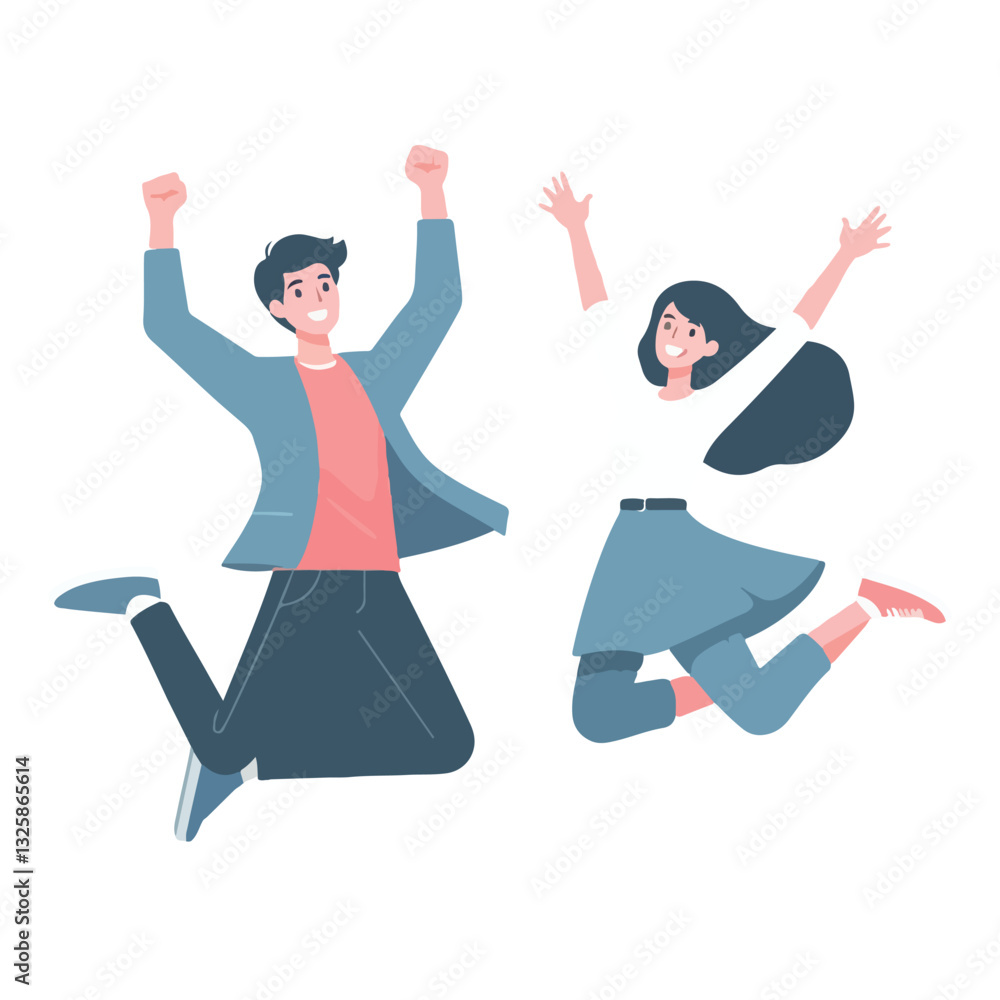 vector young man standing and jumping say hello vector young man standing and jumping say hello