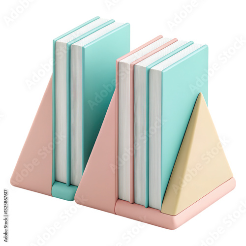 Wallpaper Mural Colorful Bookends with Books Stacked on a Minimalist Desk for Stylish Interior Design Torontodigital.ca