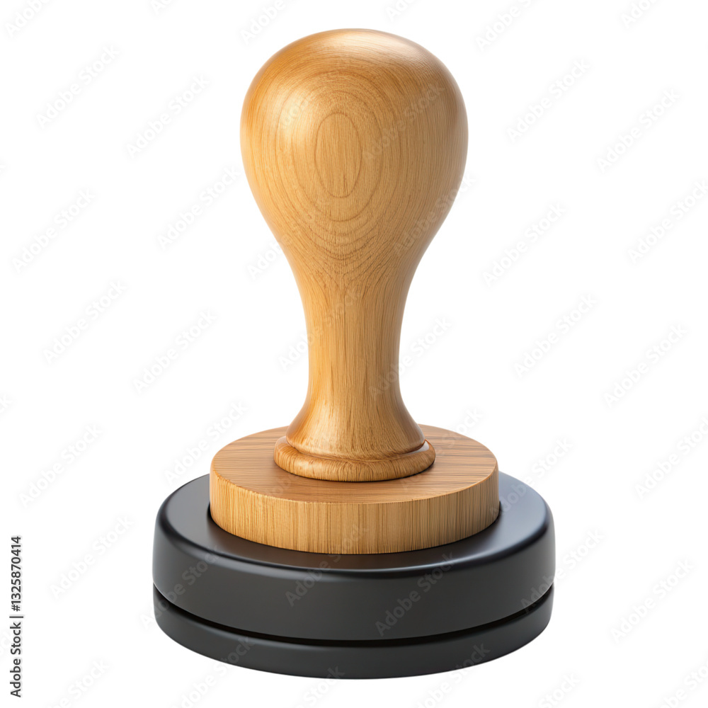 Wooden Stamp with Round Base on Black Platform for Office and Creative Use Wooden Stamp with Round Base on Black Platform for Office and Creative Use