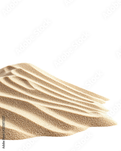 isolated transparent Background. smooth conical sand pile with fine grains and soft ripples creating natural texture
