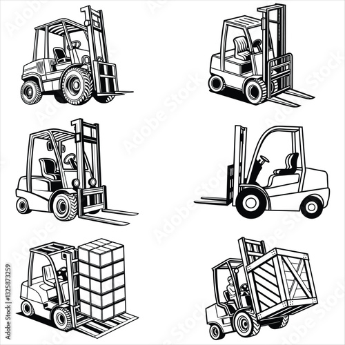 forklift vector, Forklift Operator Clipart Design, industrial truck design illustration