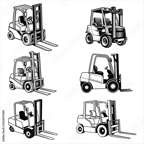 forklift vector, Forklift Operator Clipart Design, industrial truck design illustration