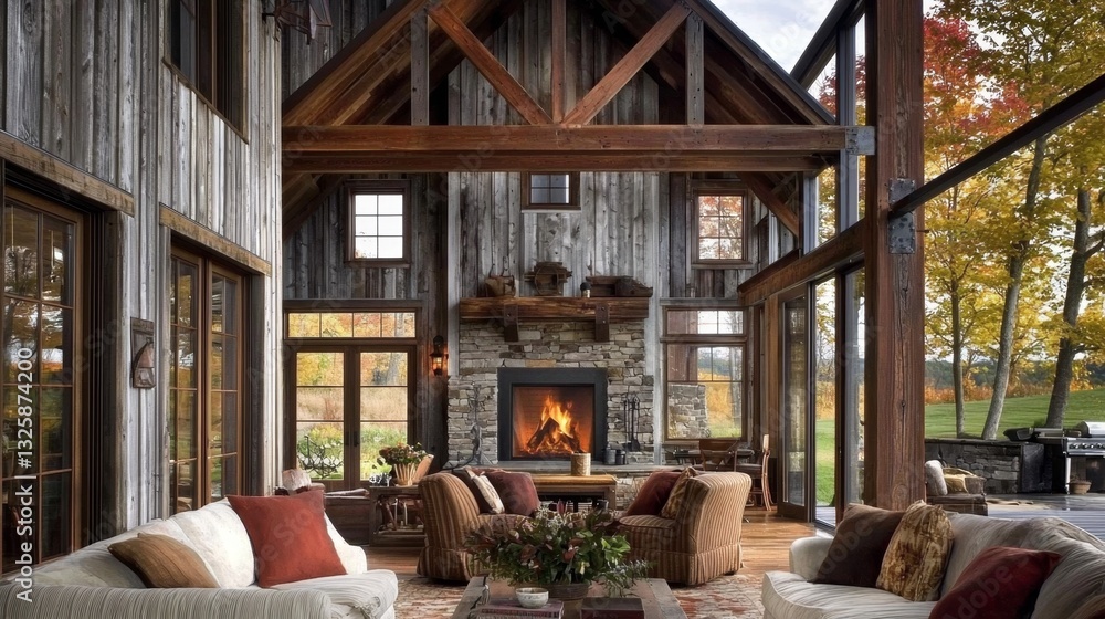 Fototapeta premium A captivating Vermont barn conversion showcasing rustic charm.