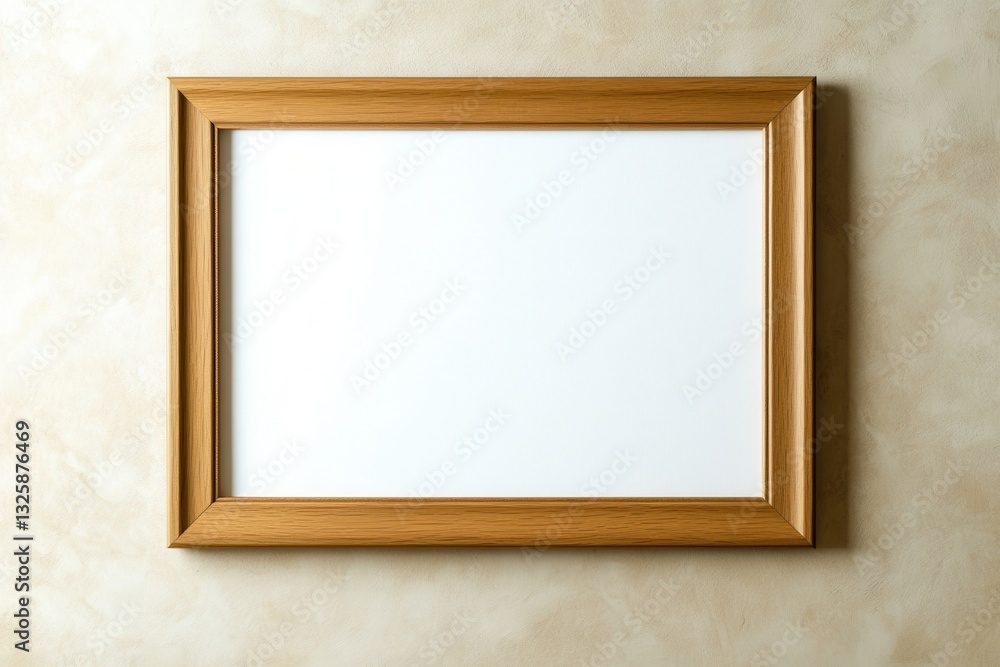 Empty Wooden Frame on a Soft Textured Wall Background Empty Wooden Frame on a Soft Textured Wall Background
