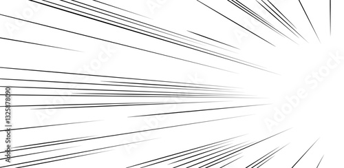 Anime speed lines on white background. Vector cartoon illustration of comic fast motion, burst or explosion effect, abstract rays concentration on super hero in center, manga sketch design element