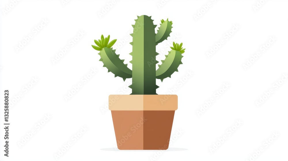 Obraz premium Illustration of a cactus in a terracotta pot