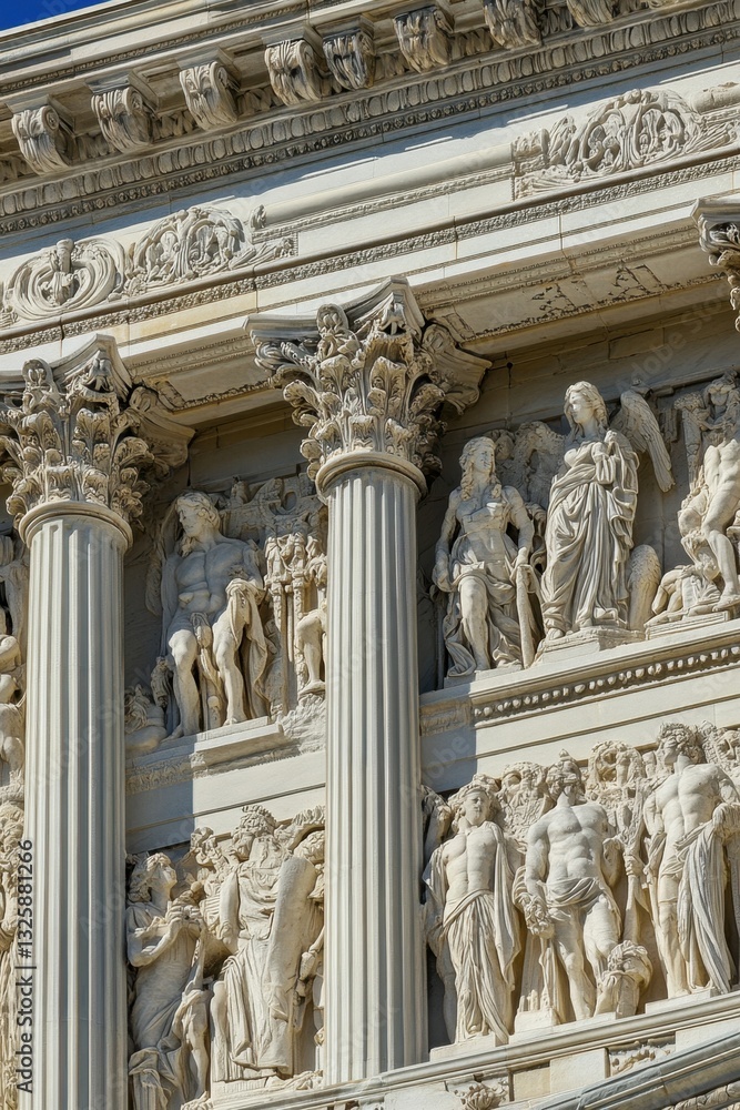 Obraz premium Ornate classical architecture with detailed stone carvings and statues
